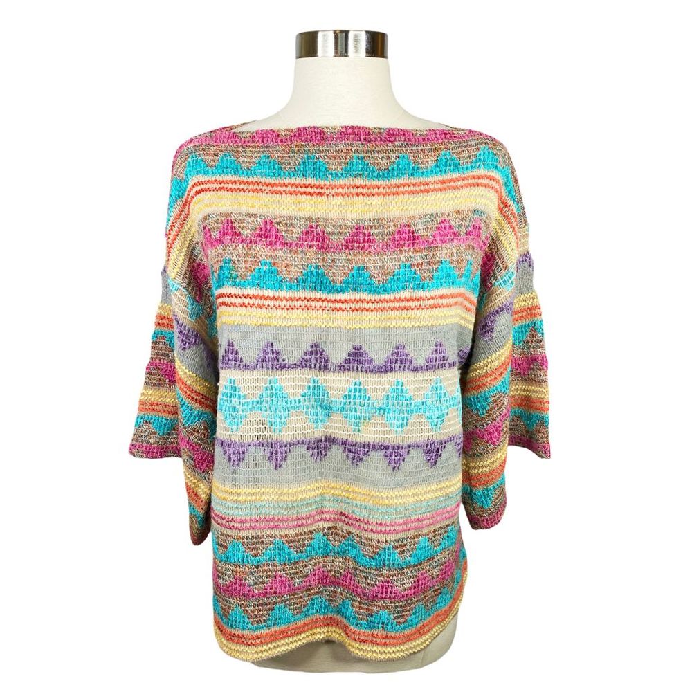 Vintage 80’s Bonnie Boerer & Company Tribal Print Boatneck Sweater